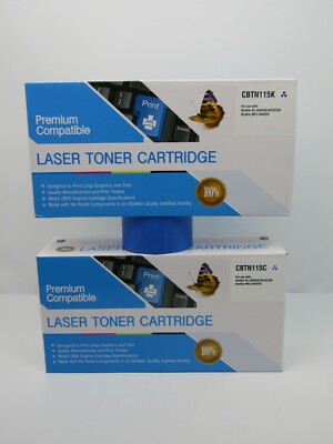 PREMIUM COMPATIBLE LASER TONER CARTRIDGE CBTN115K AND CBTN115C