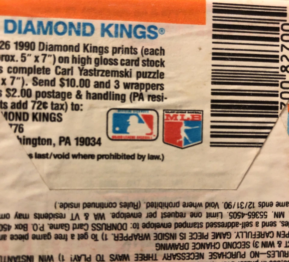 Восковая упаковка бейсбольных карточек 1990 Donruss Don Slaught Yankees Showing On Back - Изображение 2 из 3