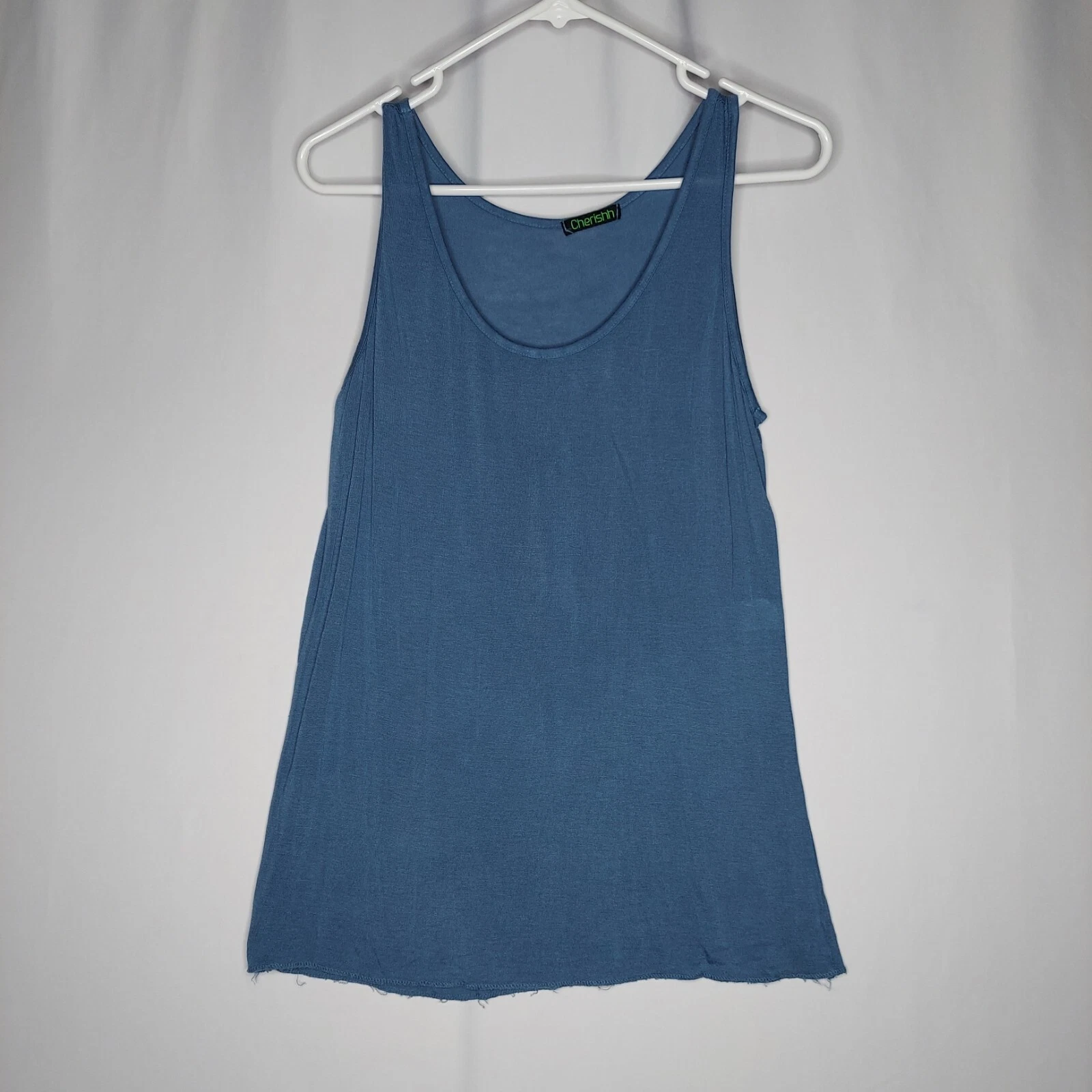 Cherishh Wool-Blend Tank Top Womens Small Blue Lightweight Knit Scoop Base-layer