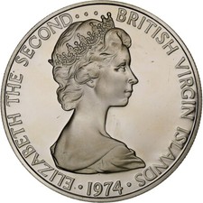 #1307911 British Virgin Islands, Elizabeth II, 25 Cents, 1974, Franklin Mint,