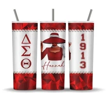 Delta Sigma Theta 1913 Custom Name Red Woman Sorority 20oz Tumbler Insulated