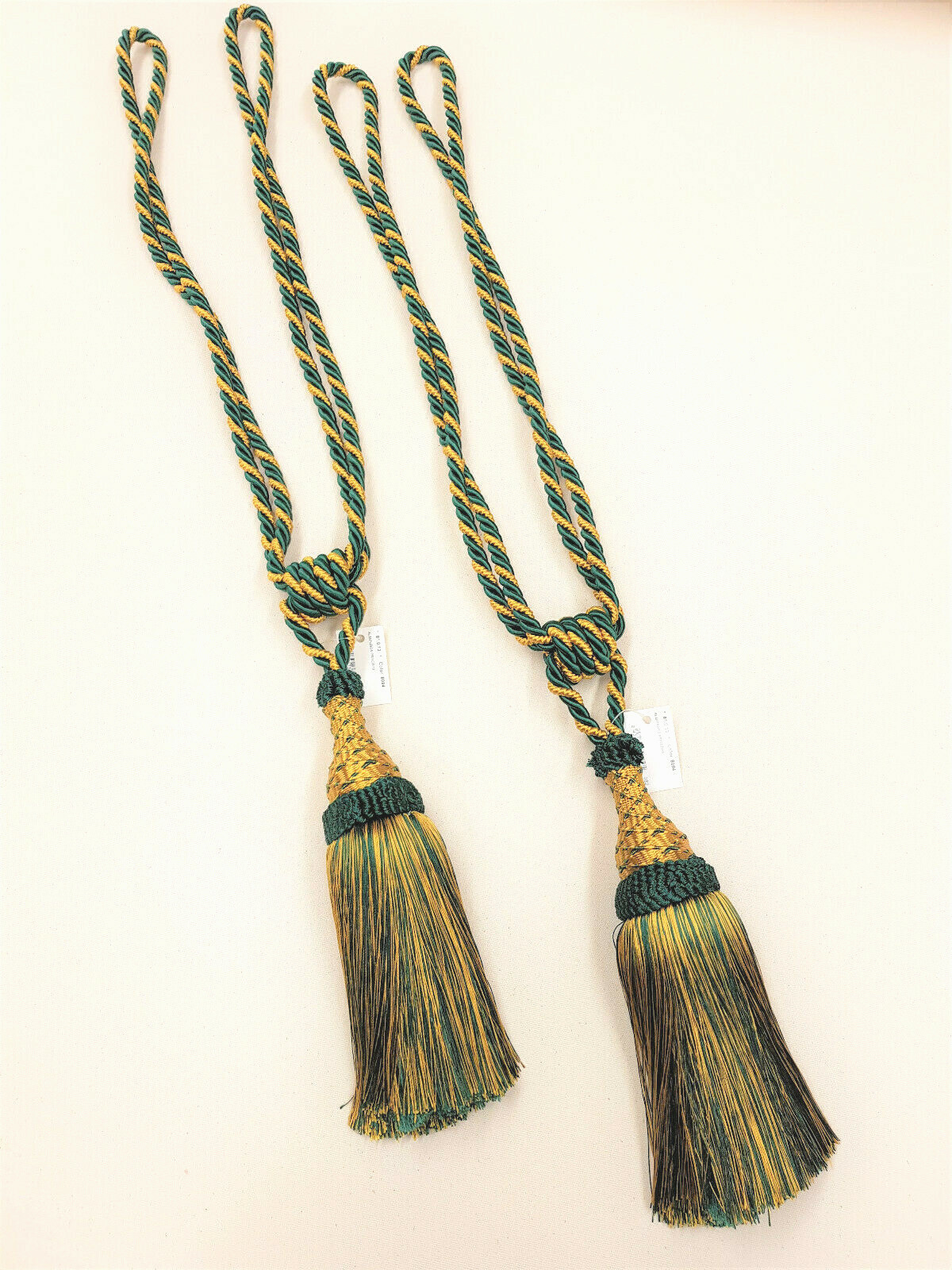 2 Prince Green & Yellow Gold Curtain Tassel Tiebacks Tie Backs PAIR Cord Fabric eBay