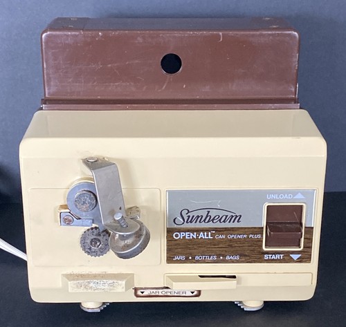 Sunbeam Open All Under Cabinet Electric Can Opener Almond Tested Works 1984