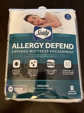 New Sealy Allergy Defend Zippered Mattress Protector Washable Waterproof TWIN