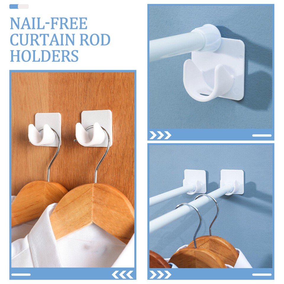 4pcs Shower Curtain Rod Mount Holders Adhesive Shower Rod Tension