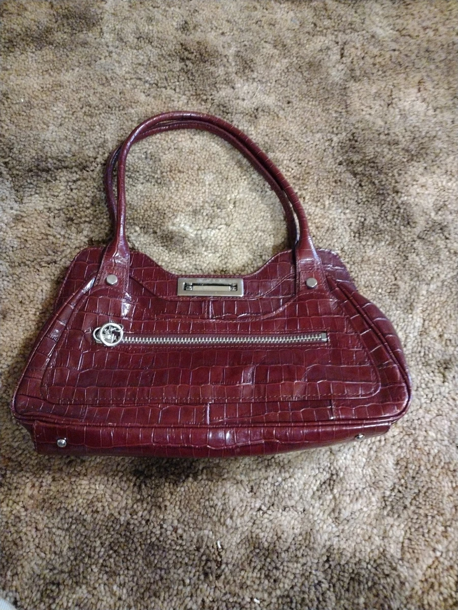 Burgundy Croc Embossed Genuine Leather Handbags Satchel Bags for Work