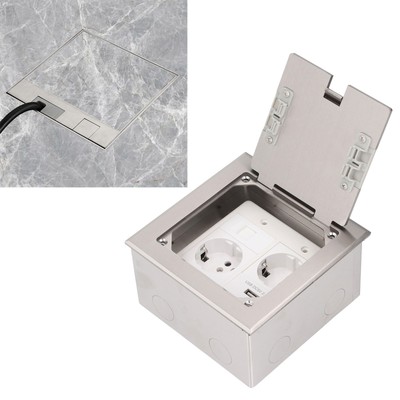 2500W 16A Floor Outlet 2 Sockets 1 USB 1 Computer Port Embedded Power Outlet