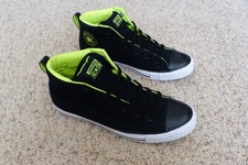 black and neon green converse
