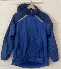 LL Bean Tek Kids Youth L 14-16 Blue Jacket Windbreaker Fleece Lined 2 Tone Hood
