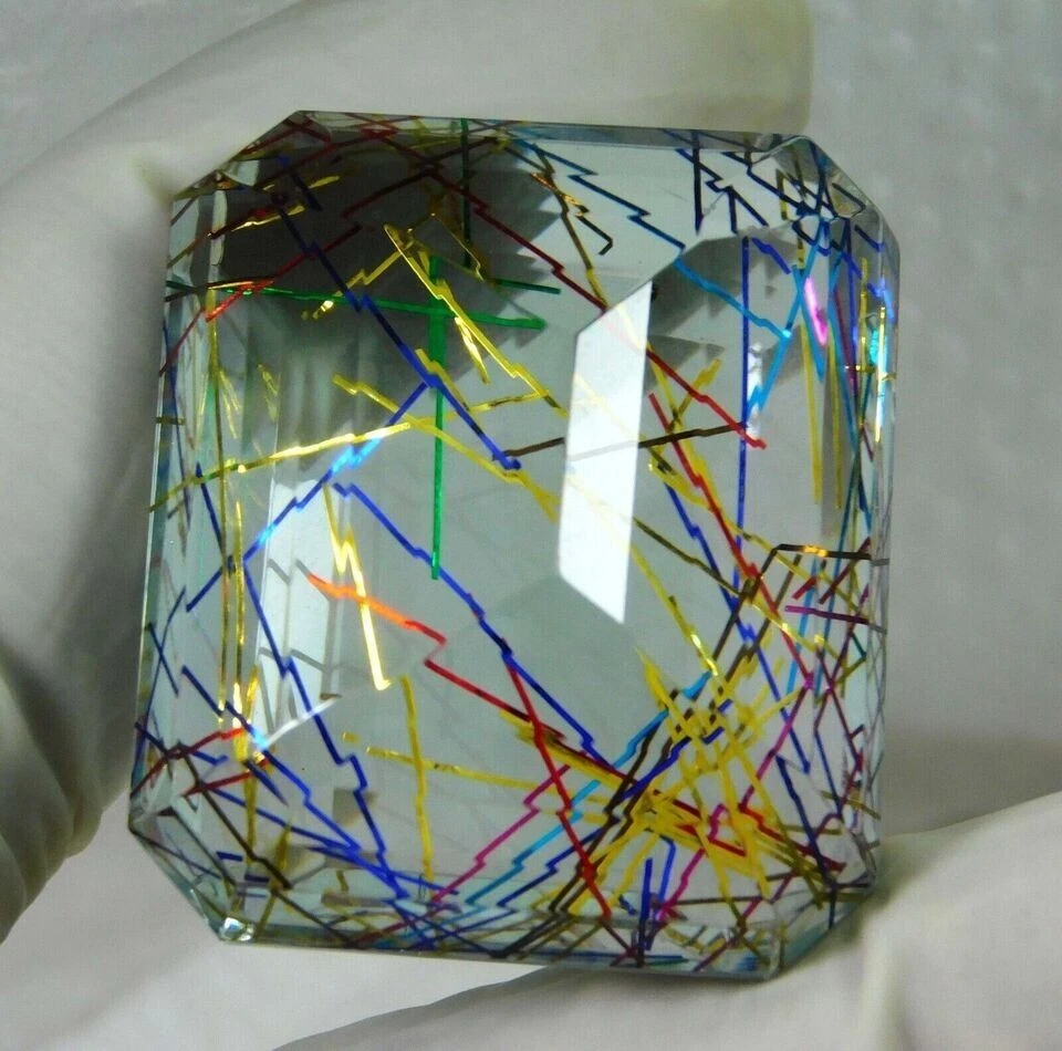 136.2 Ct Emerald Cut Lab-Created Multi - Color Rutilated Quartz Loose Gemstone - Image 4 of 4