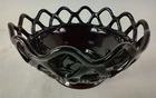 Vintage Imperial Dark Red Lace Edge Buttons and Cane Bowl 5.5 Diameter