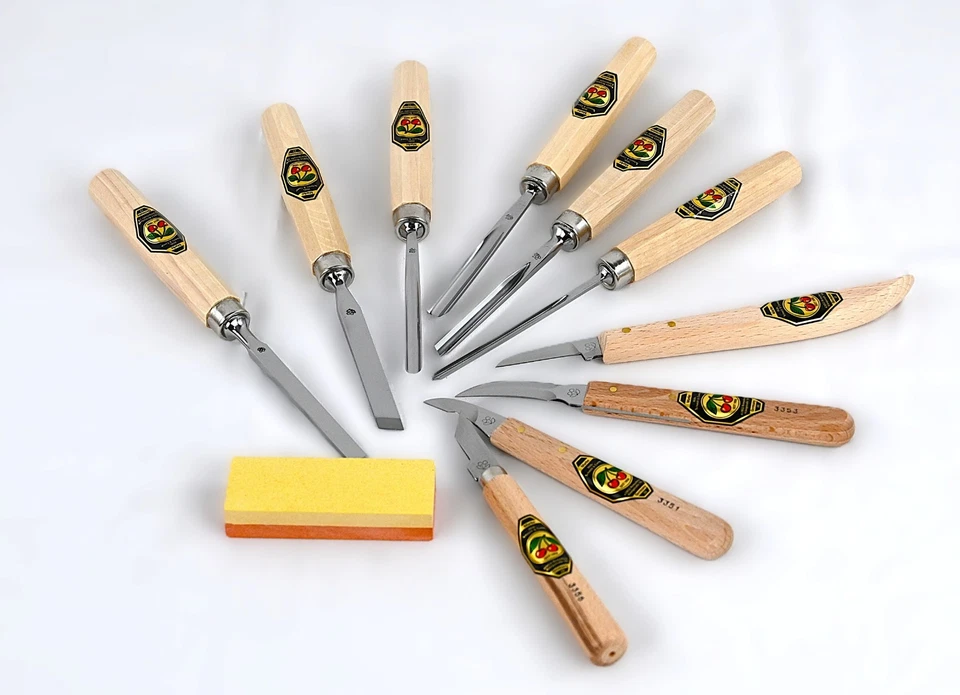 Kirschen Kerbschnitzbeitel-Satz 3442HK Stechbeitel Schnitzmesser 11-tlg Set DVD - Bild 2 von 3