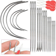 21 3 Pcs Heavy Duty Hand Sewing Needles Kit, 15 Leather Hand Sewing Needle 6 Cur