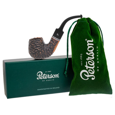 Peterson 9mm Dublin Filter 221 - Bent Billiard Tobacco Pipe, Rusticated NEW