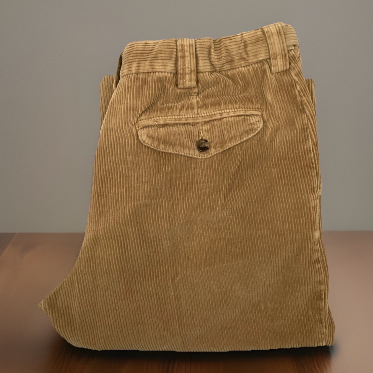 LL Bean Corduroy Flat Front Pants Mens Size 34x32 Comfort Waist Brown Stretch