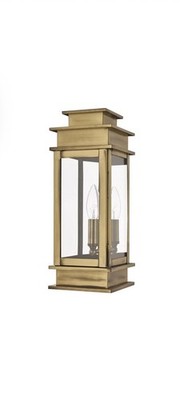 Livex Lighting Princeton 1-Light Brass Outdoor Wall Lantern in Antique Brass