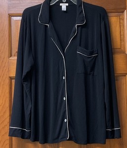 Eberjey Women's Gisele Modal Long Sleeve Pajama Top Black Size Large