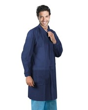 Dark Blue Disposable Lab Coats Polypropylene Elastic Wrist 10 Pack 2X-Large