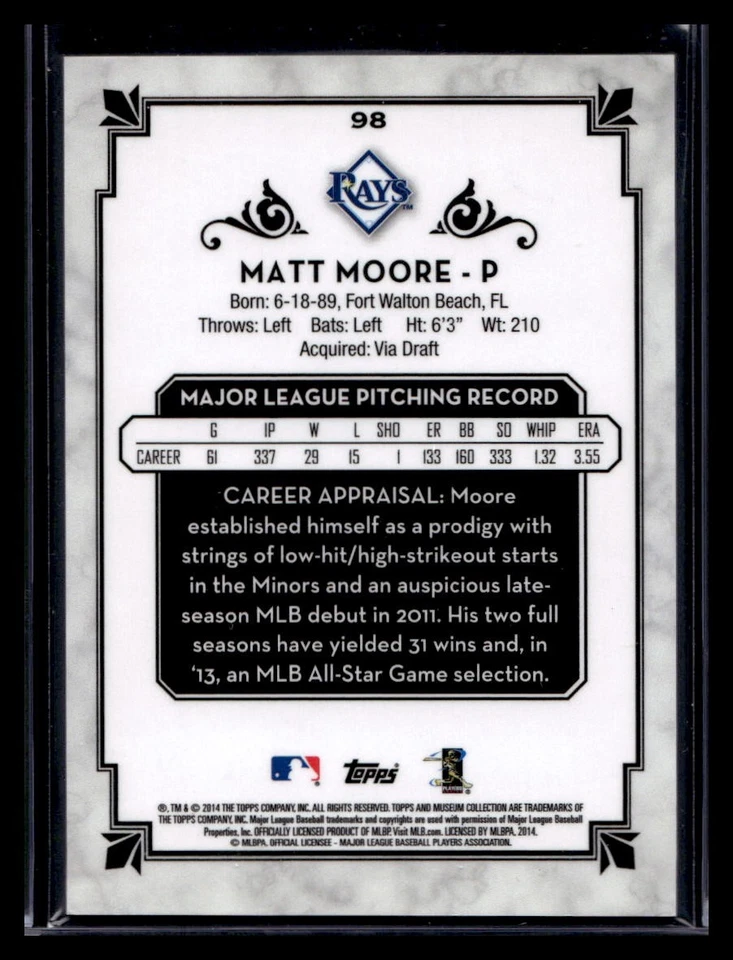 Matt Moore 2014 Topps Museum Collection #98 - Image 2 of 2