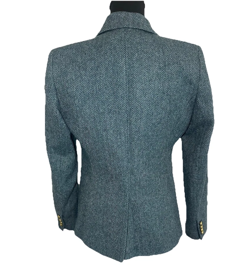 J. Blazer para mujer Crew Campbell azul espiga lana tweed chaqueta preppy TALLA 4 Foto 4 de 4