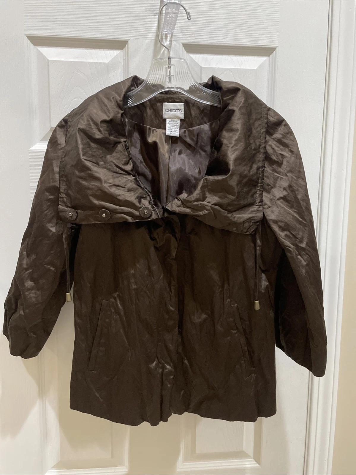 Chicos Womens Jacket Beautiful Brown Snap Front Jacket Coat Size 0 Gorgeous