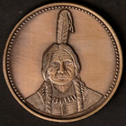 SITTING BULL - VINTAGE SIOUX VINTAGE BRONZE COIN TOKEN - 1.545 Dia. BU+ — photo 1