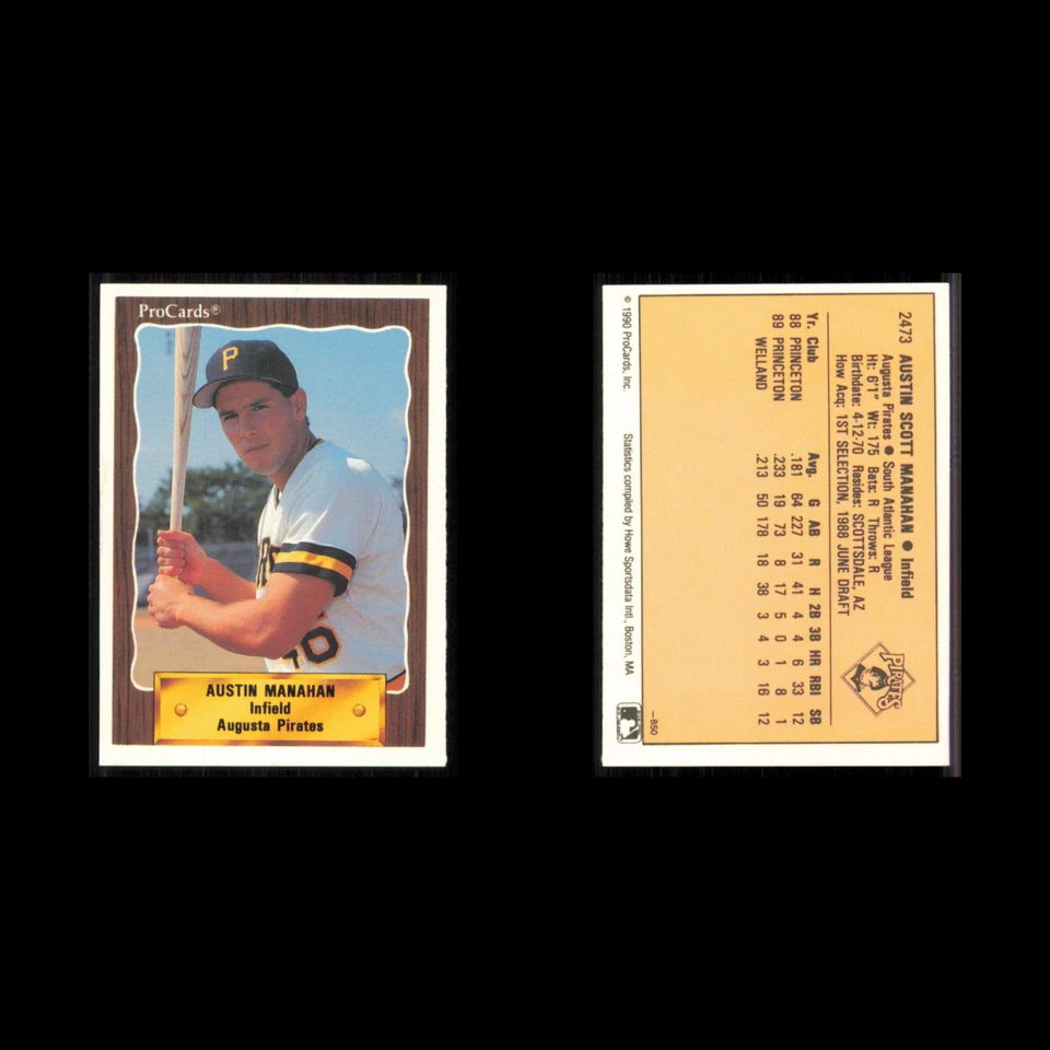 Austin Manahan #2473 1990 ProCards Augusta Pirates Baseball Card MLB NM - Image 3 of 3