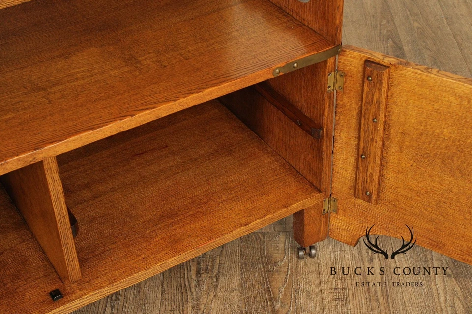 Antiguo aparador victoriano de roble dorado con respaldo espejado Foto 4 de 4