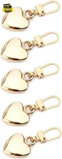 5Pcs Heart Shaped Zipper Pull Replacement - Metal Backpack Zipper Mend Fixer Rep