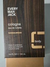 Every Man Jack Sandalwood Cologne 3.4 oz Brand New In Box 