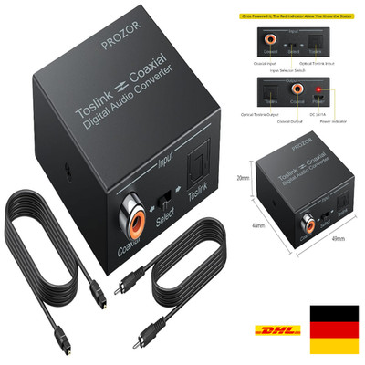 Digital Audio Konverter Optisch Koaxial Bidirektional 192kHz DTS Dolby AC3