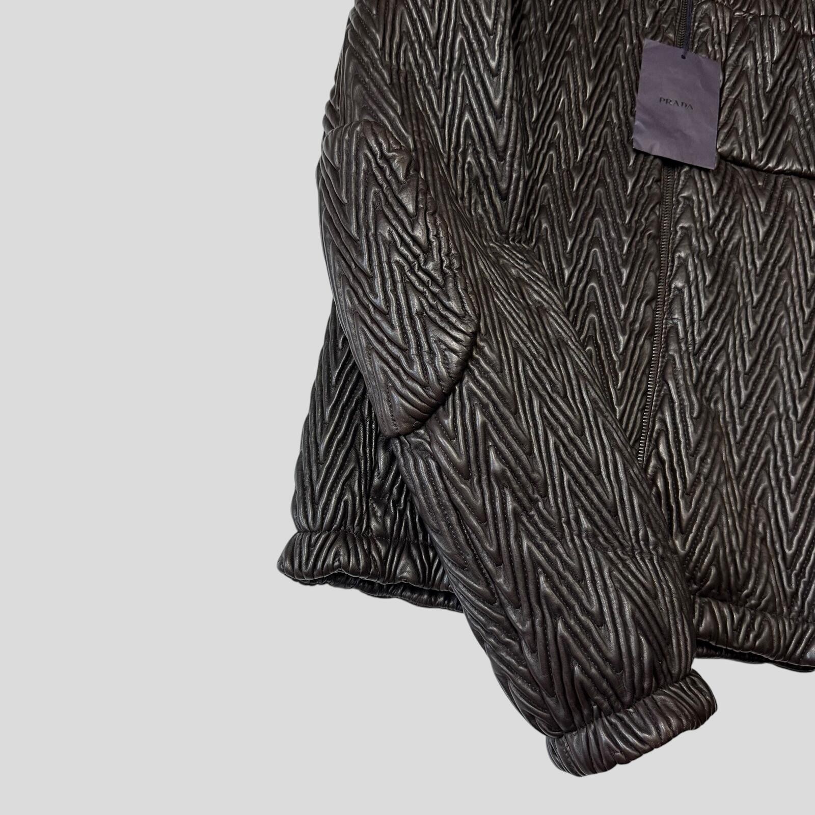Prada Milano 2006 Runway 3D Ruched Leather Zigzag Jacket - IT48 image 5