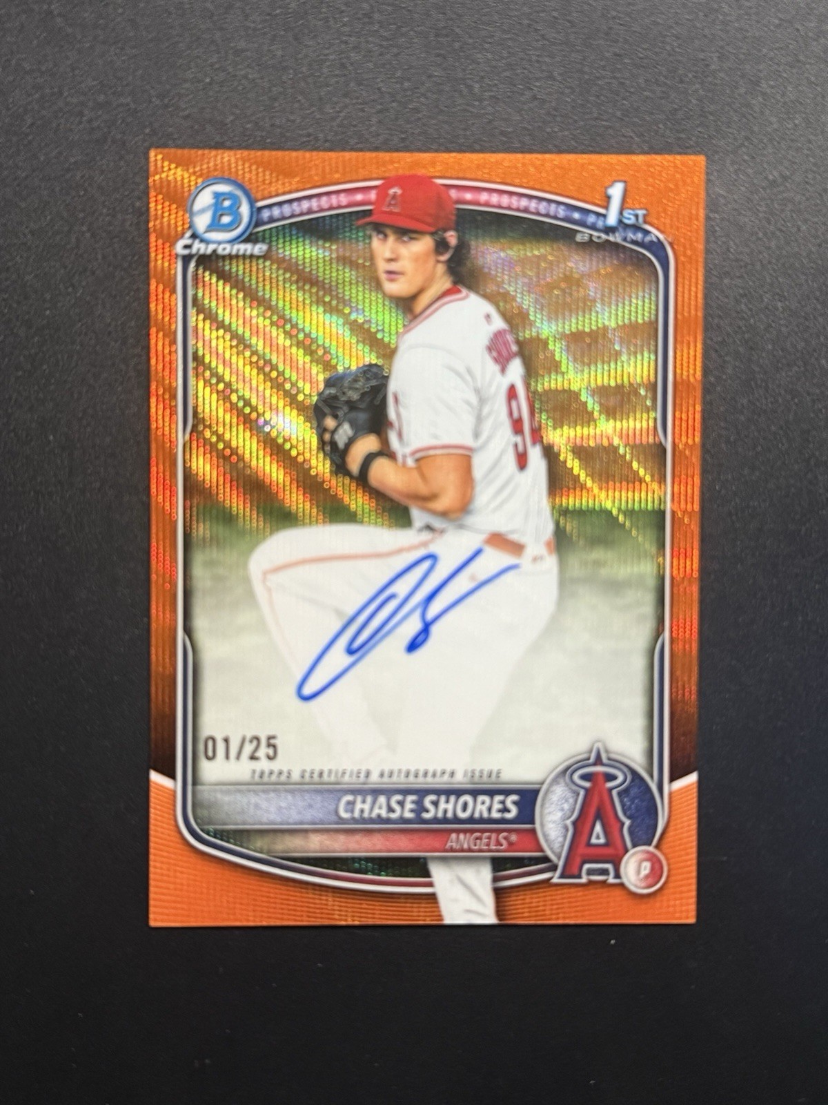 2025 Bowman Draft Chrome CHASE SHORES Orange Wave Auto 01/25