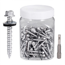 Metal Roofing Screws 150 Pcs 10X1-1/2 Galvanized Hex Head Self-Tapping Screws w