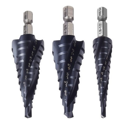 High-Speed Step Drill Bit Set for Metal and Wood - 3 Pieces