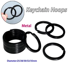Black Metal Split Rings Flat Split Circular Keychain Hoops Keyring Connector