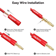 4mm Speaker Banana Plugs (4 Pair, 8 Pcs), Open Screw Type, Insulated 24K Gold...