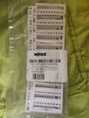 Wago 793-507 WMB marking card; as card; MARKED; 51 ... 100 (2x); not stretchable; Horizontal marking; snap-on type; white — Terminal Blocks