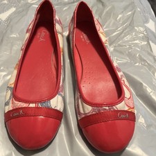 Coach Cecile Signature C Logo Rainbow Canvas Patent Leather Ballet Flats sz 8B