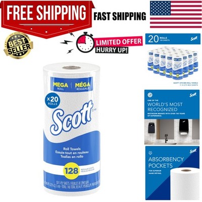 Kitchen Paper Towels, Bulk 41482, Fast-Drying Absorbency Pockets, White, Perf...