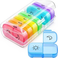 Weekly Pill Organizer 2 Times a Day with Same-Side Large Opening for Easy Fil...