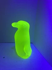 Uranium Vaseline Satin Glass Penguin Figurine