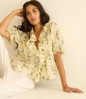 DÔEN Henri Sunshine Prairie Rose Floral Yellow Cotton Women's Blouse Tunic Top S