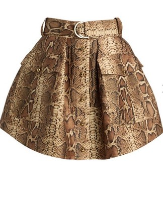 Zimmermann Snake Printed Skirt, Size 2