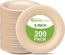 Small Paper Plates 6 inch, 200 Pack Compostable Brown Plates Sugarcane Fiber,