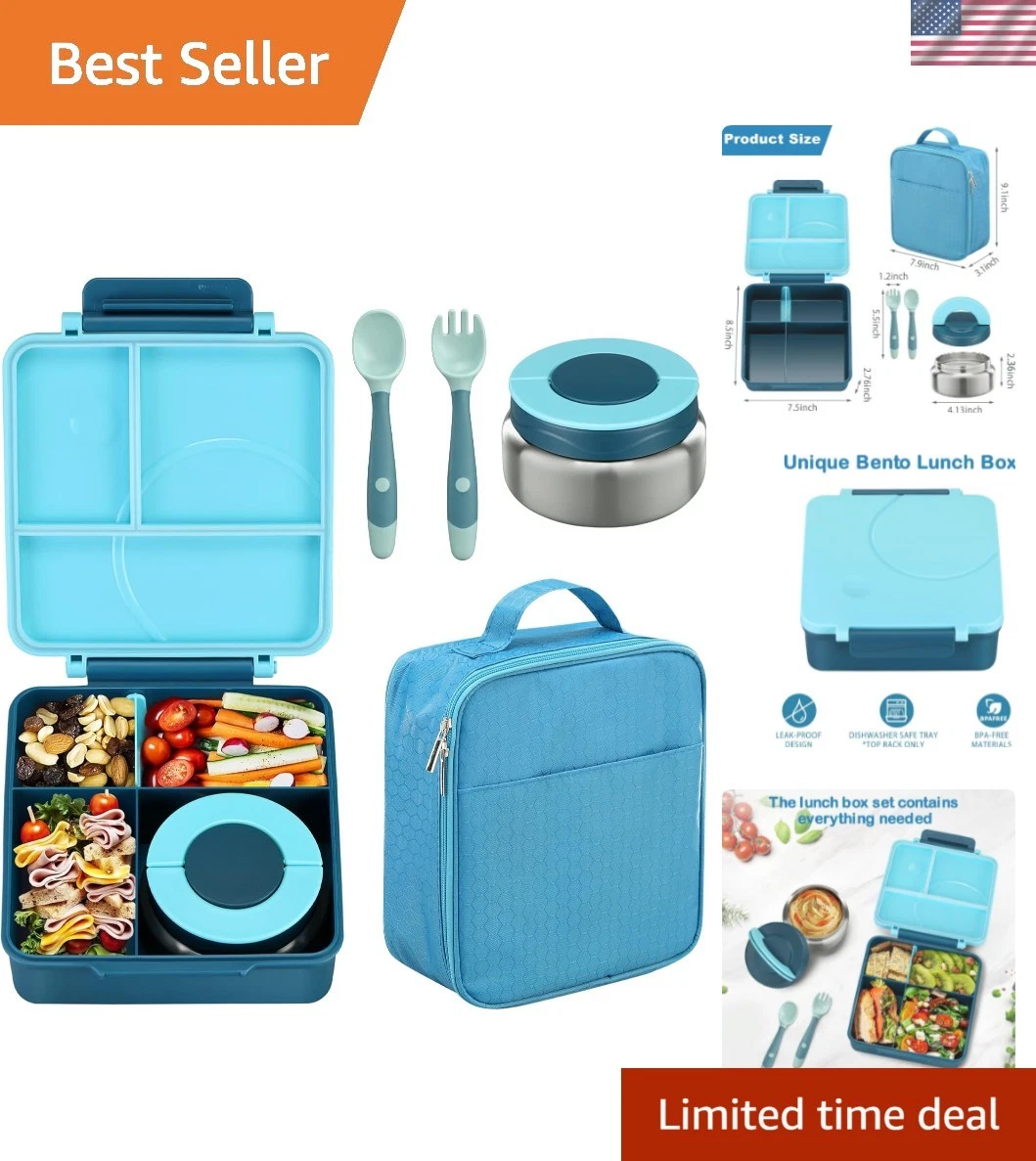 Bento Lunch Box Set for Kids with 8oz Soup Thermo, Leak-Proof Lunch Container...