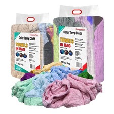 Colored Terry Towels, Bulk Shop Rags for Cleaning Wiping Cloth - Bags