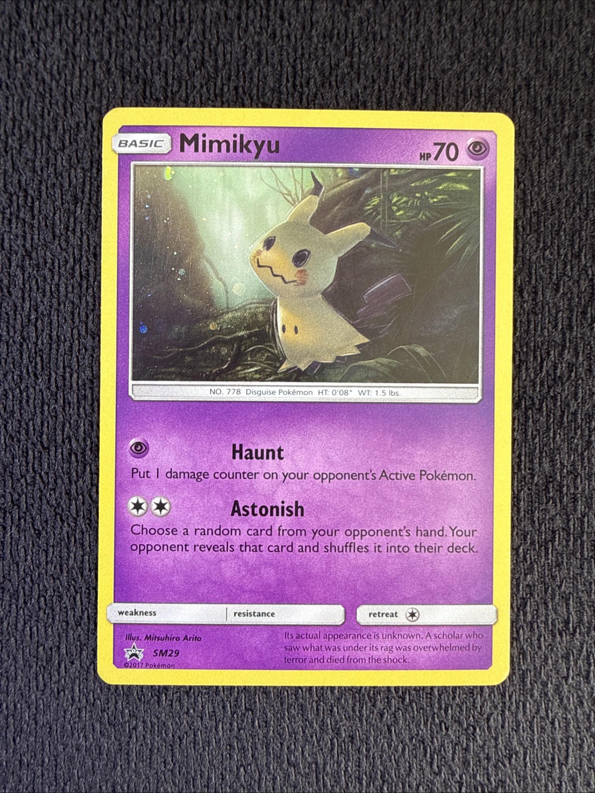Pokémon Mimikyu Card SM29 Promo Holo Rare Sun & Moon Black Star TCG Light Play