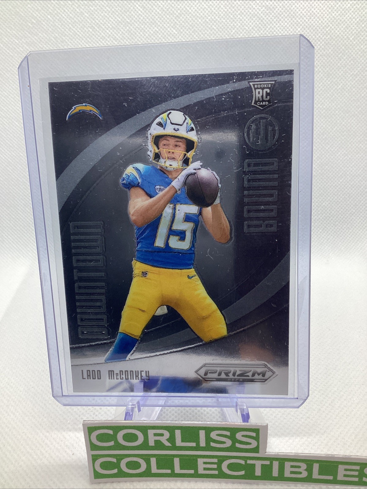 2024 Panini Prizm Deca - Downtown Bound Ladd McConkey #12 Silver Prizm (RC)