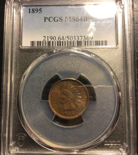 1895 1c Indian Head Cent PCGS MS64. Outstanding Color, Patina!
